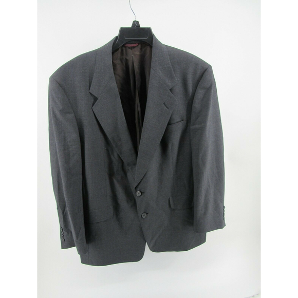 Hart Schaffner & Marx Micron 2000 Charcoal Gray Wool 2 Button Jacket Blazer 44 R - Picture 1 of 12